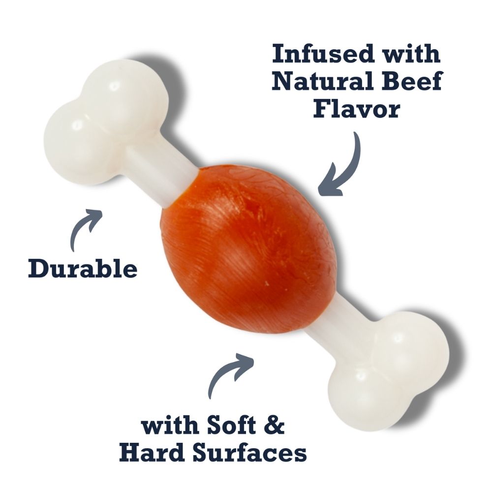 Country Living Bone Chew Toy for Small Dogs, orange center, beef flavored, durable TPR/nylon blend on Tampa Home & Garden Store