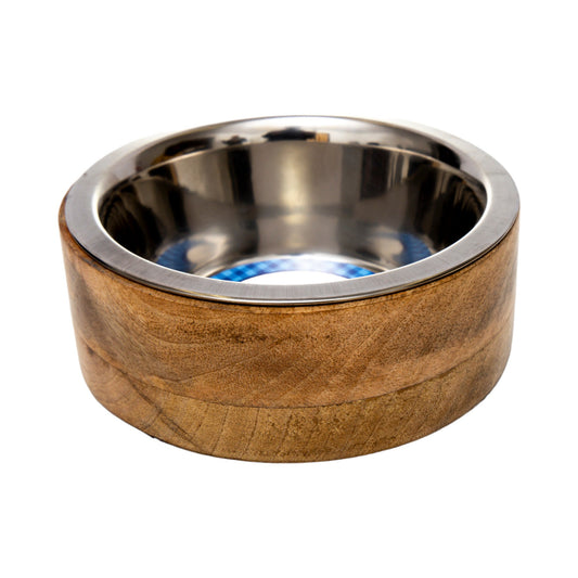 Country Living Stainless Steel Dog Bowl with Cylindrical Mango Wood Holder - Tampa Home & Garden Store