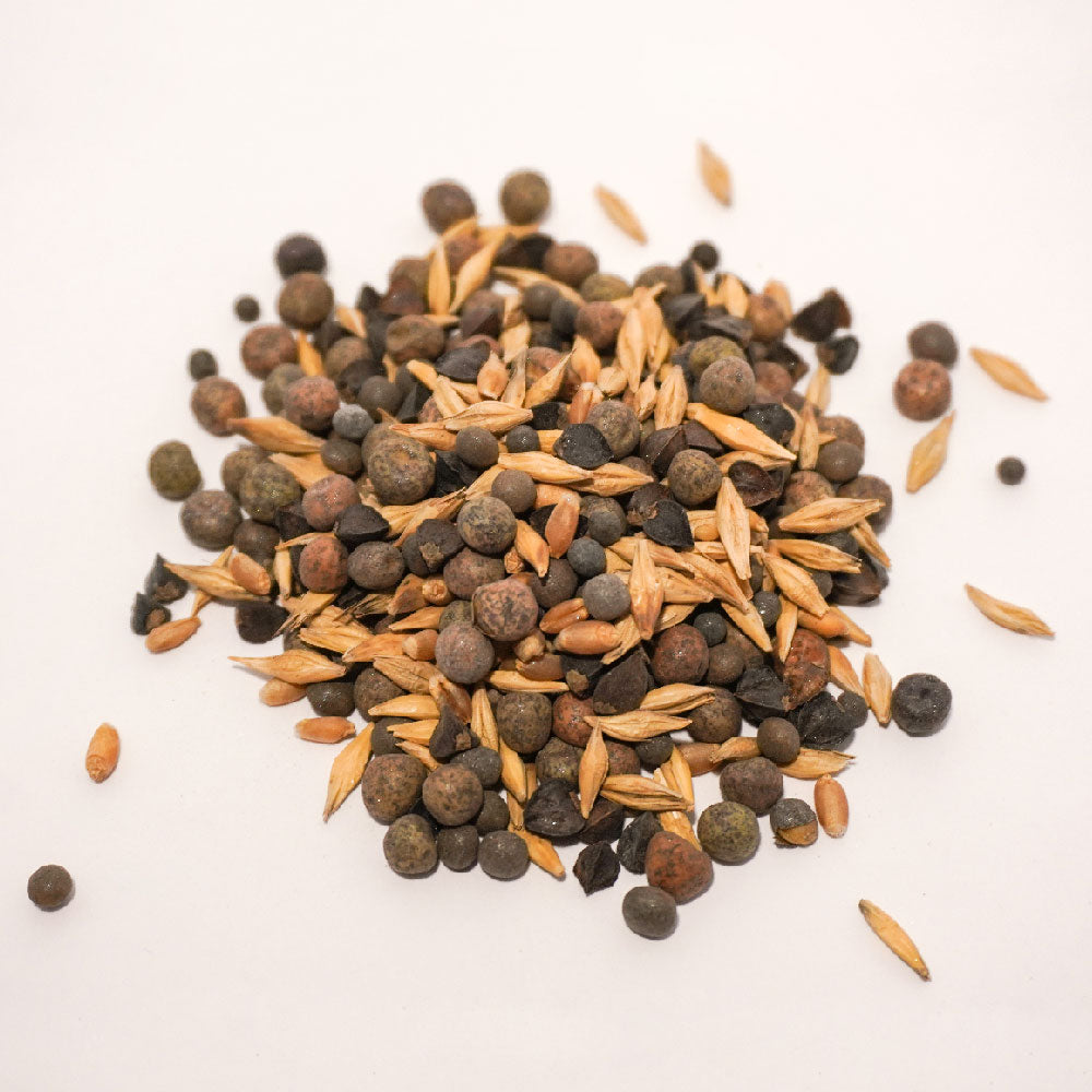 Thunder Acres seed blend: 9 Seed Cover Crop, non-GMO mix of vetch, clover, peas; brown pellets on Tampa Home & Garden Store