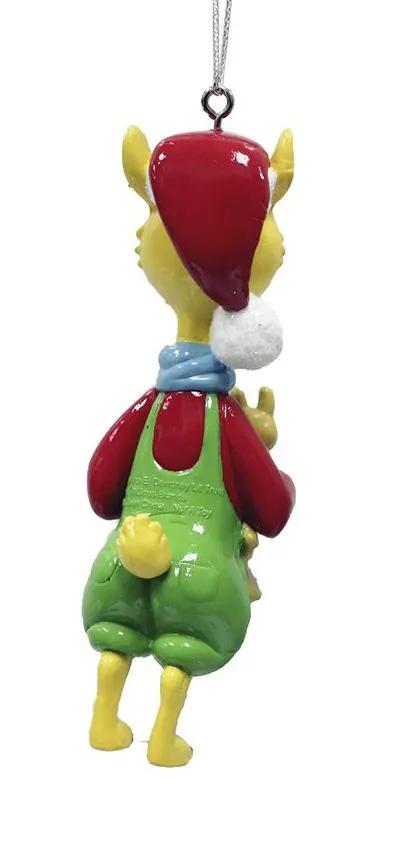 Llama Llama Mold Ornament holding fuzzy llama, red head, yellow body, green overalls on Tampa Home & Garden Store