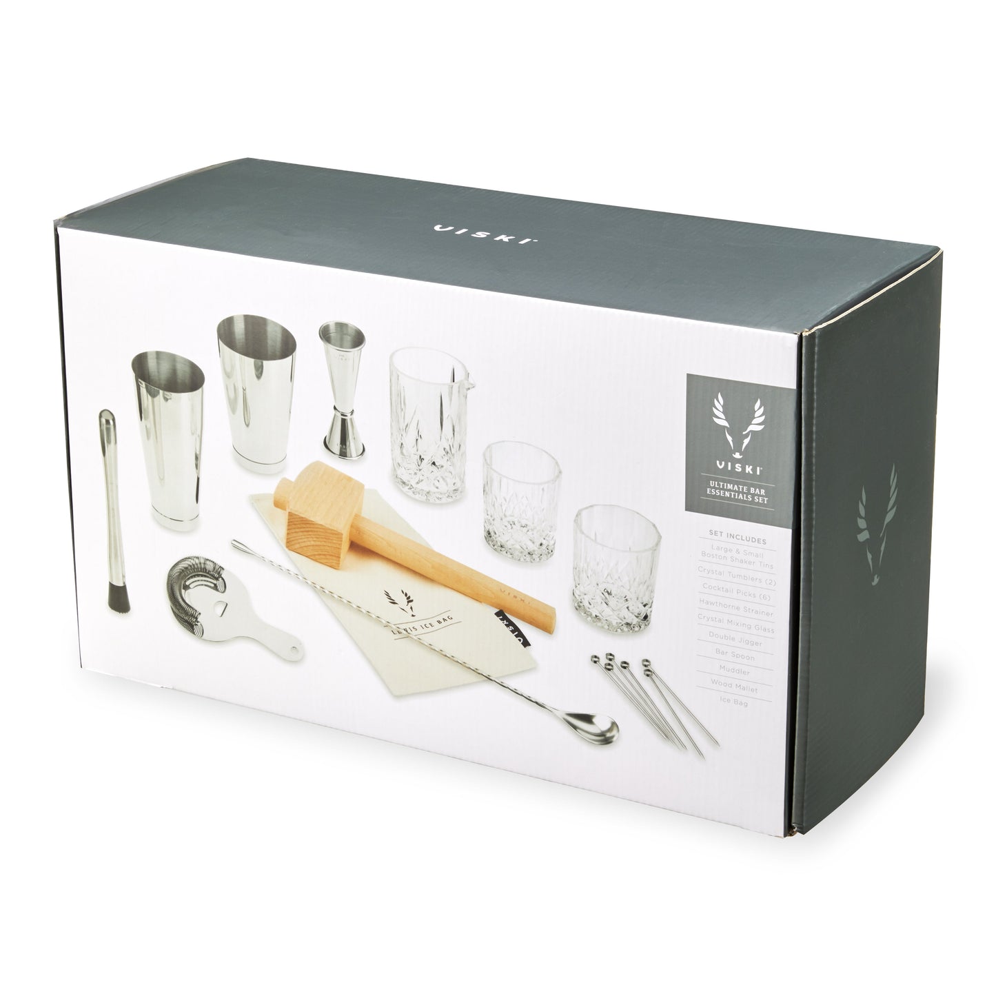 17 Piece Stainless Steel Barware Set and Tools