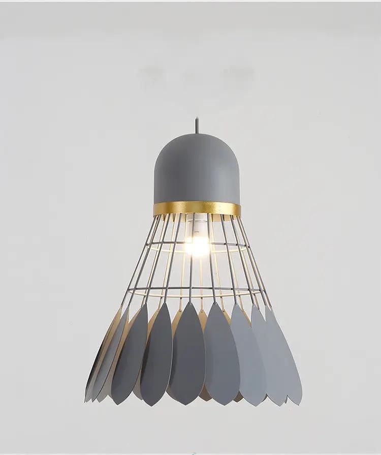Macaron Badminton and Wrought Iron Chandelier grey dome top with gold band and metal lattice petal panels Decorbites on Tampa Home & Garden Store