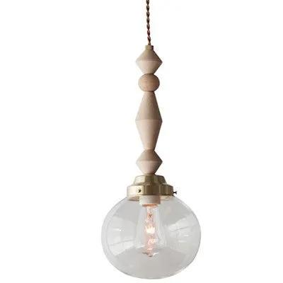 Creative Umbrella Glass Chandelier Light beige wooden beads clear glass bulb Decorbites on Tampa Home & Garden Store