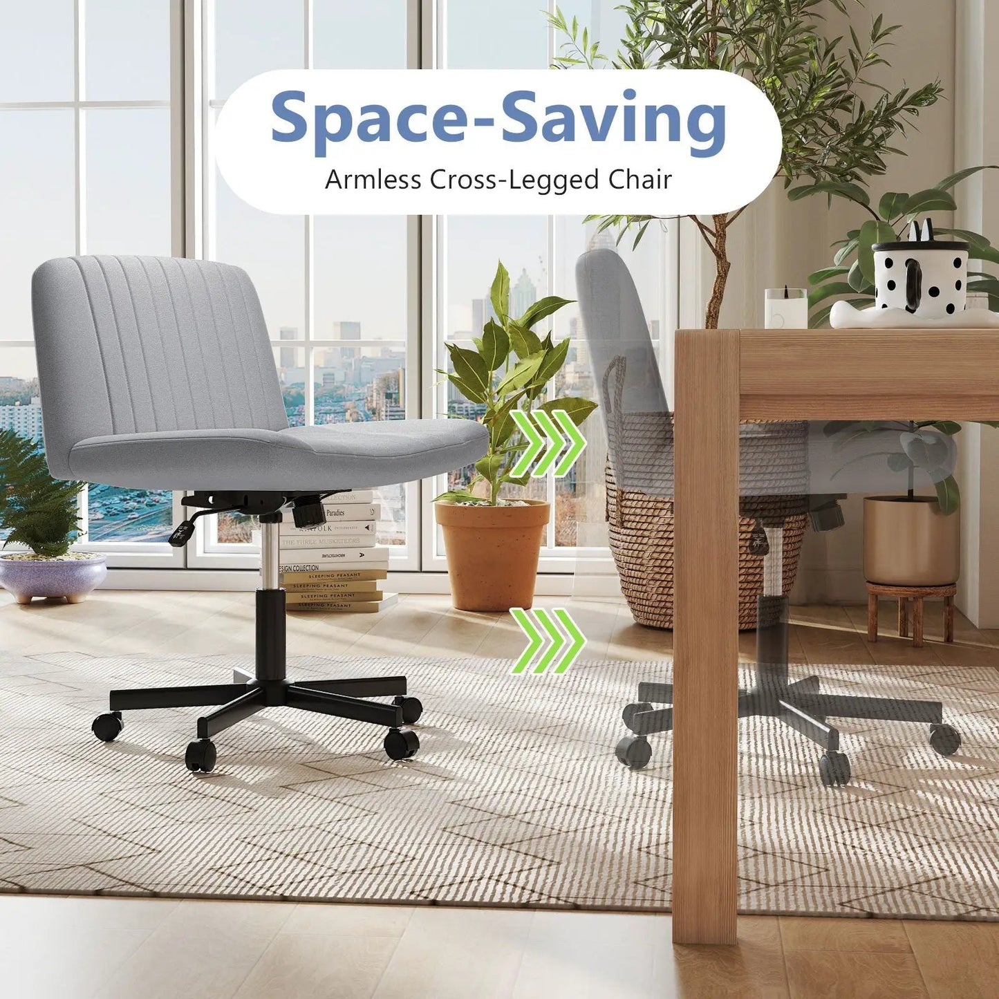 Criss Cross Chair with Wheels armless grey fabric office chair DirectDeals on Tampa Home & Garden Store