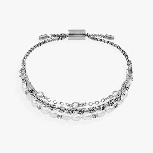 Crystal plus pearl stranded bracelet set on silver-tone chains with ALEX AND ANI clasp on Tampa Home & Garden Store