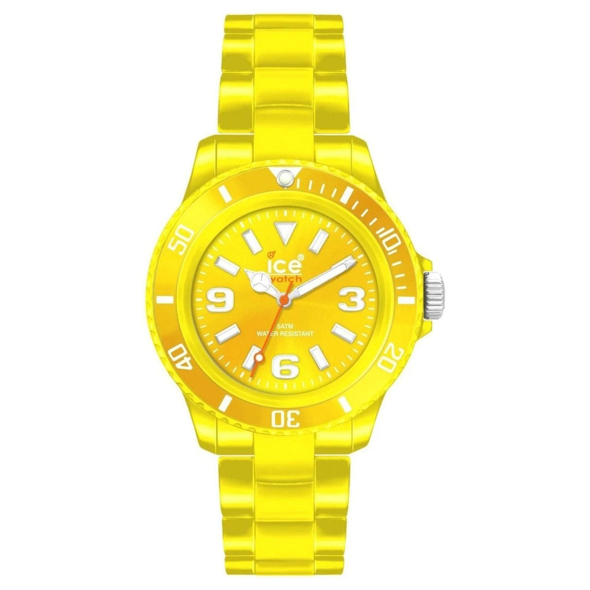 Ice Watch Men's Classic yellow watch with numbers and yellow bezel on yellow plastic band on Tampa Home & Garden Store