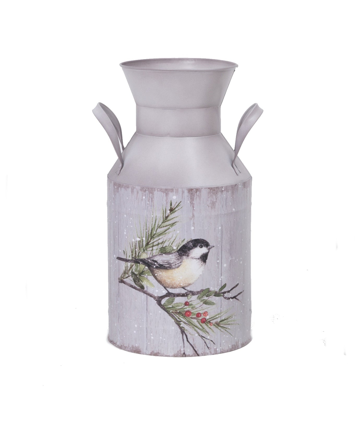Lata de leche navideña de metal 1 Chickadee