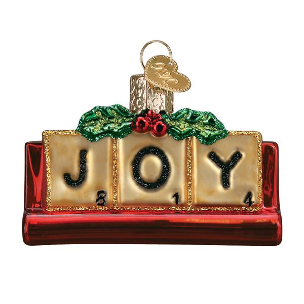 Ornement en verre Scrabble joyeux