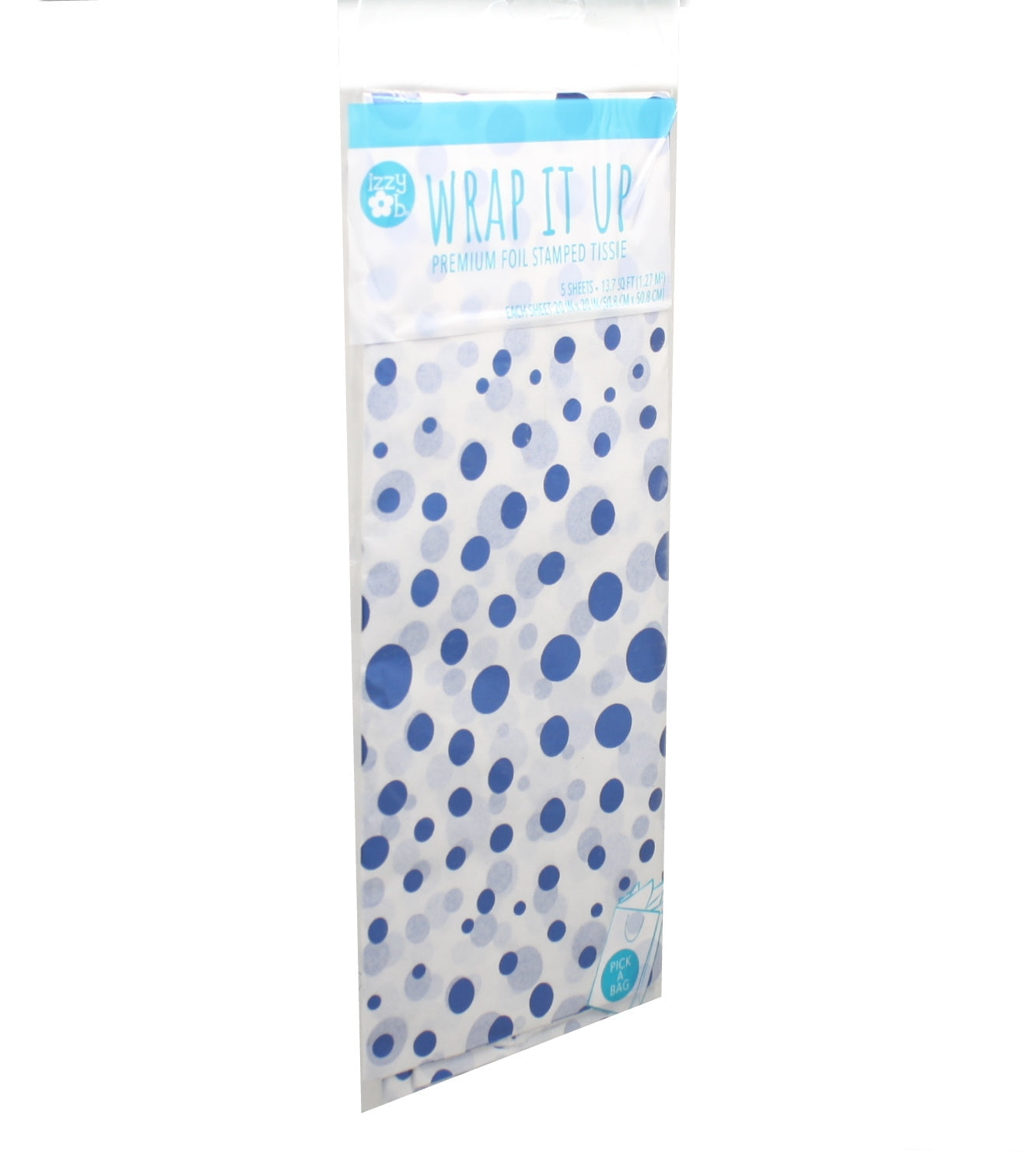 Blue foil stamped tissue paper sheets with blue polka dots The Country Christmas Loft on Tampa Home & Garden Store