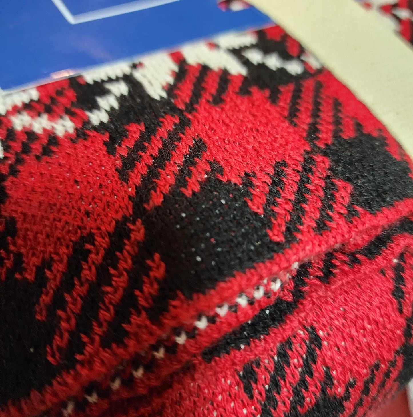 Tartan plaid reindeer throw blanket in red black white cozy knit on Tampa Home & Garden Store