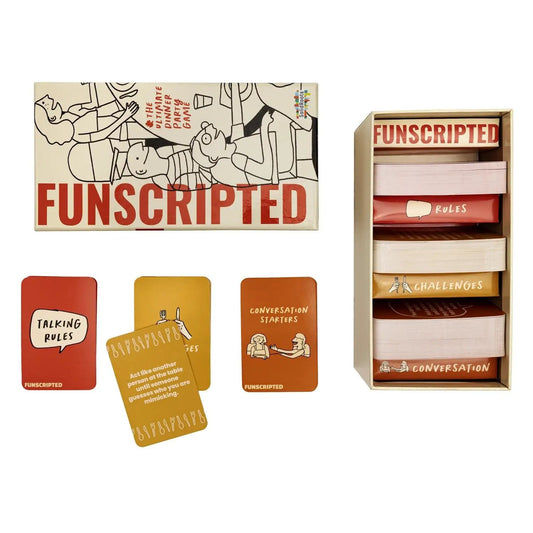 Funscripted Dinner Party Game card set with red cards in box by Country Christmas Loft on Tampa Home & Garden Store
