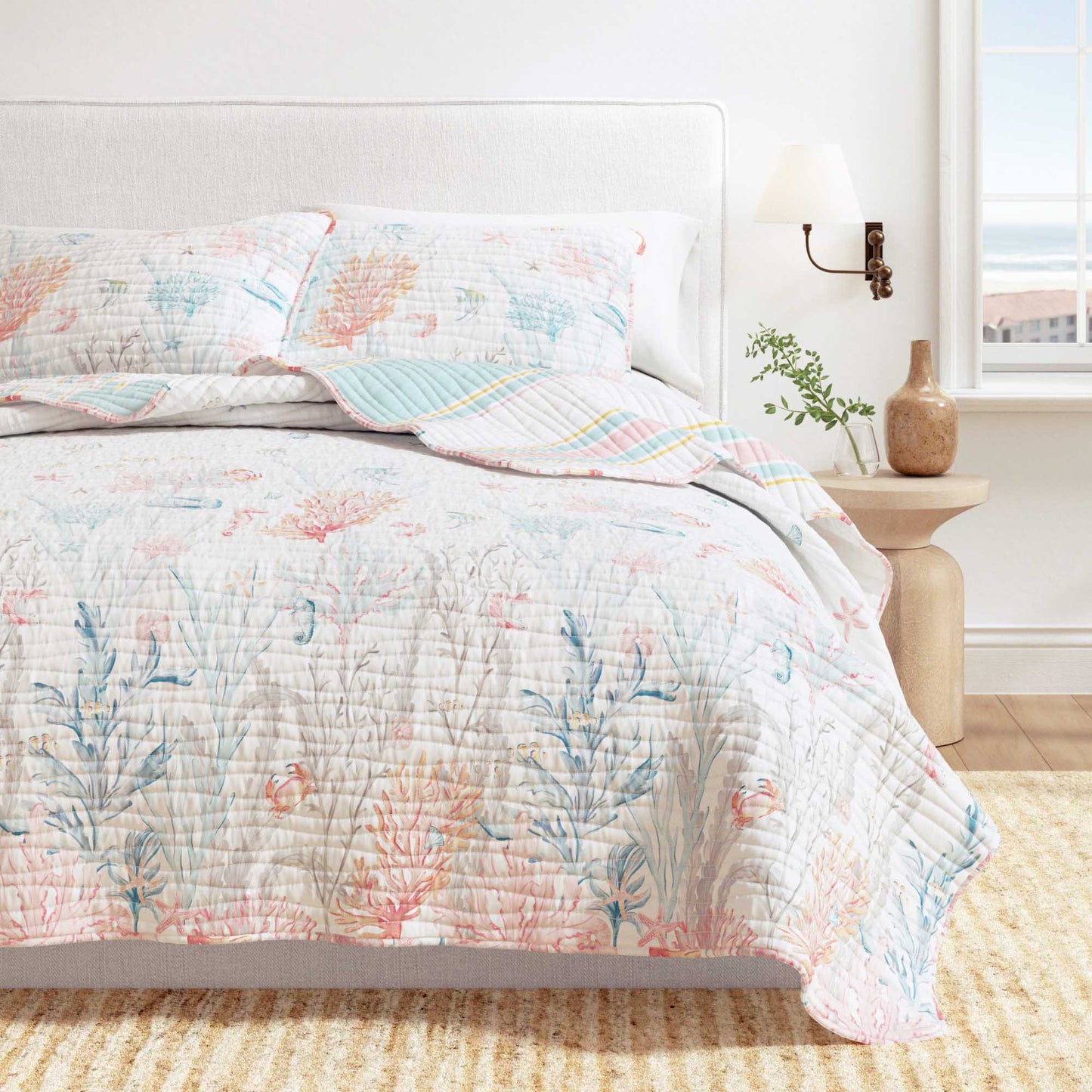 Coastal Coral Reef Microfiber Soft Quilt Set