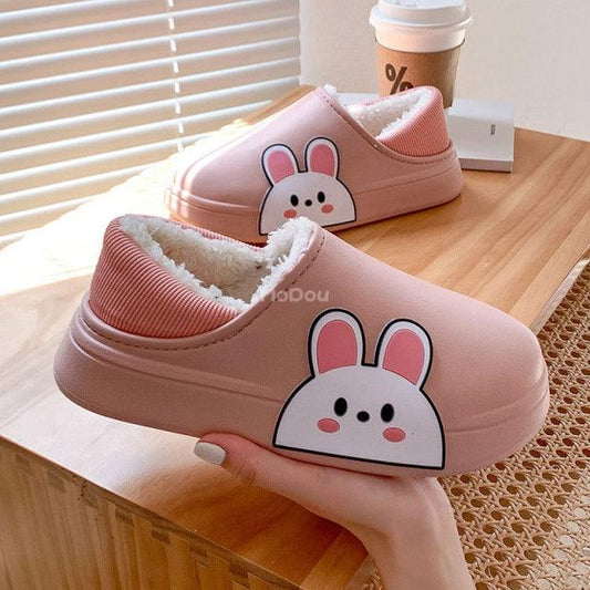 Slippers Stevvex pink bunny design with plush lining on Tampa Home & Garden Store