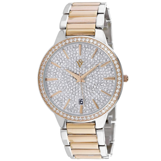 Christian Van Sant Alessia wristwatch two-tone silver/rose gold bracelet with crystal pave dial on Tampa Home & Garden Store
