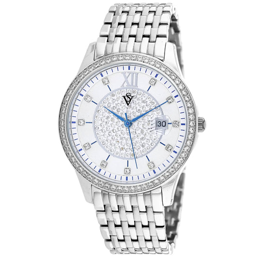 Christian Van Sant Carla women's watch with silver-tone bracelet and diamond-studded bezel on Tampa Home & Garden Store