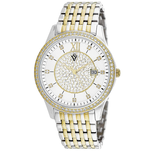 Christian Van Sant Carla stainless steel watch with gold and silver bracelet and diamond bezel on Tampa Home & Garden Store