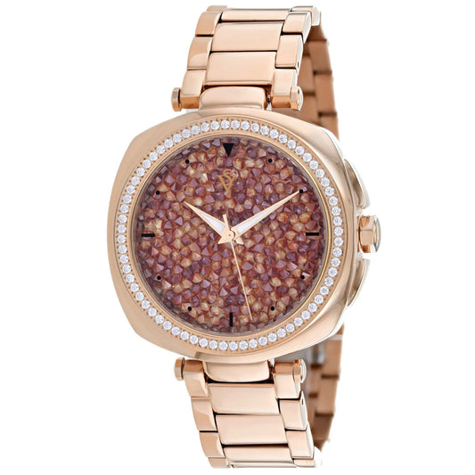 Christian Van Sant Mirabella stainless watch with rose gold-tone bracelet and crystal dial on Tampa Home & Garden Store