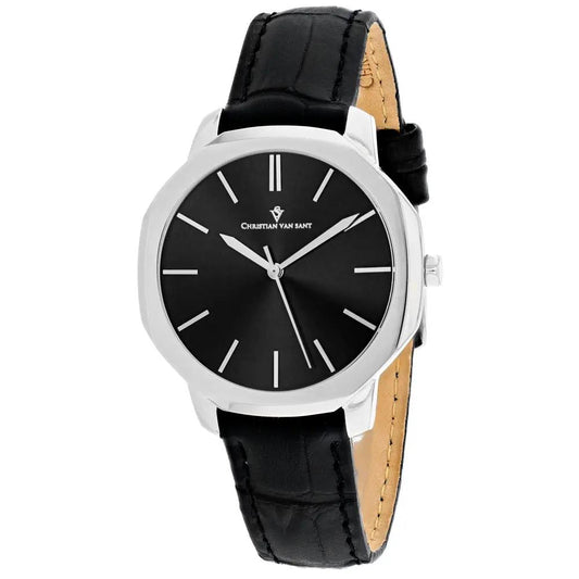 Christian Van Sant Octave Slim women's watch with black dial and leather strap on Tampa Home & Garden Store