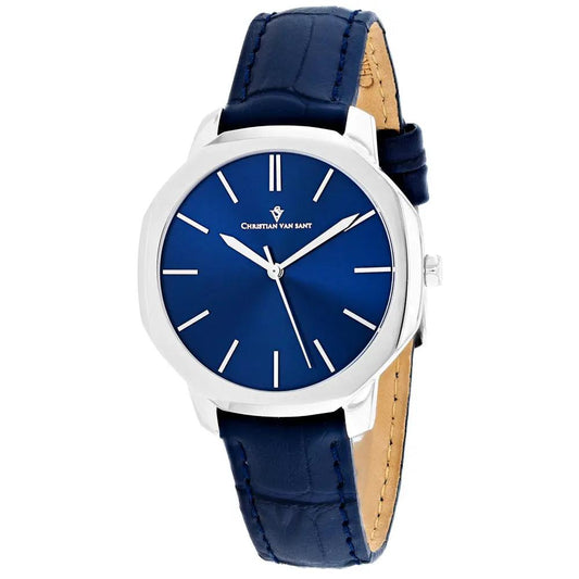 Christian Van Sant Octave Slim Women's Watch with blue dial and blue leather strap on Tampa Home & Garden Store