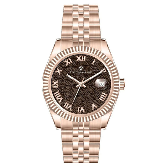 Christian Van Sant stainless steel watch with rose gold bracelet and Roman numeral dial on Tampa Home & Garden Store