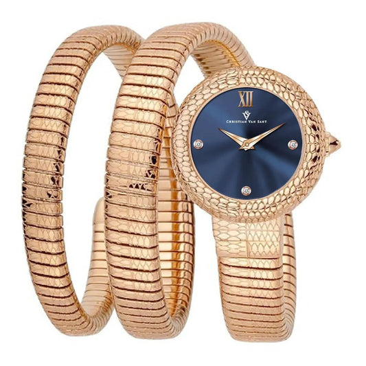 Christian Van Sant Naga women's watch with blue dial and gold-tone snake bracelet on Tampa Home & Garden Store