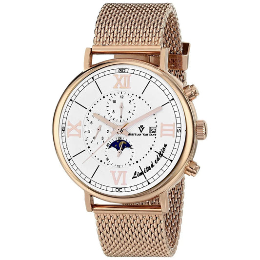 Christian Van Sant Somptueuse Ltd men's watch rose-gold mesh band white dial with Roman numerals on Tampa Home & Garden Store