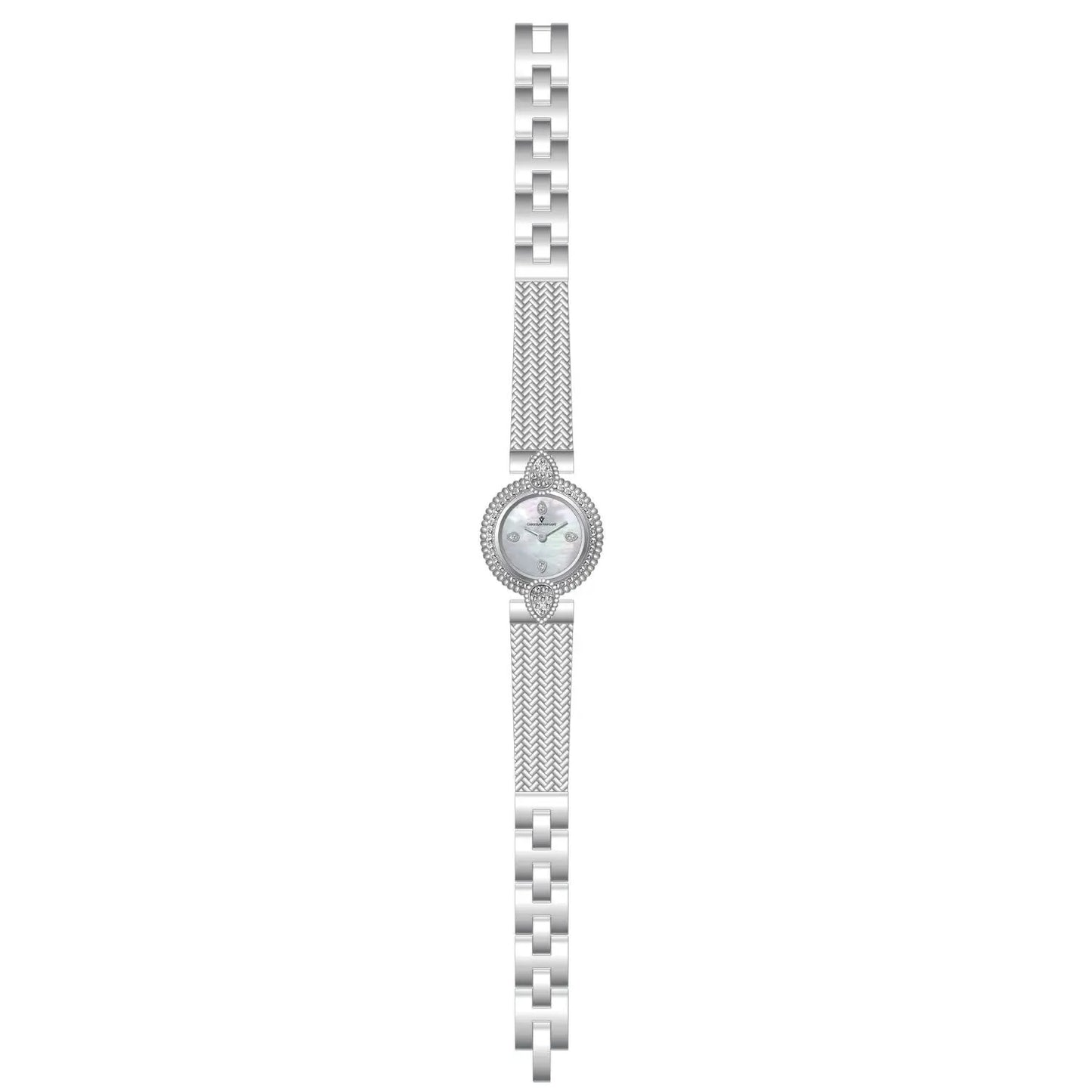 Christian Van Sant Women's stainless steel watch with silver mesh band and pave bezel on Tampa Home & Garden Store