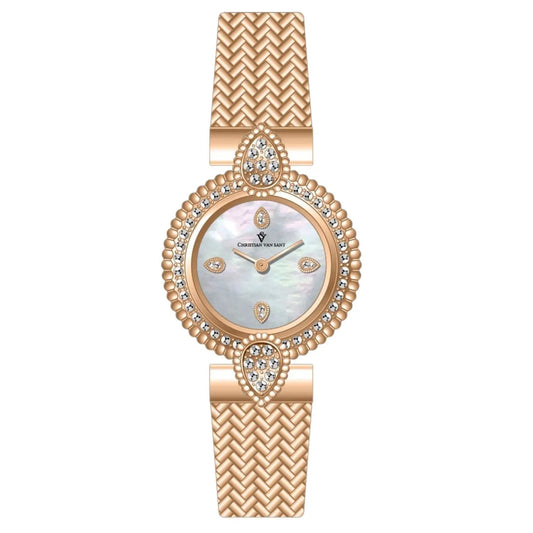 Christian Van Sant Valor Womens Watch rose-gold tone with crystal accents on Tampa Home & Garden Store