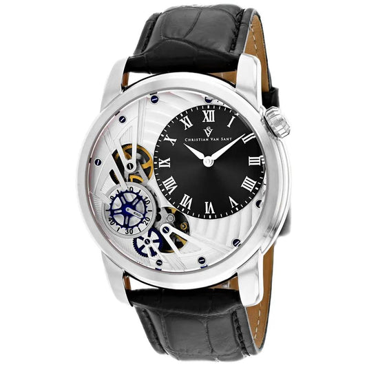 Christian Van Sant Sprocket Auto Quartz watch with skeleton dial and blue screws on Tampa Home & Garden Store