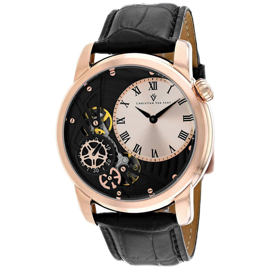 Christian Van Sant Sprocket watch rose-gold case leather strap on Tampa Home & Garden Store on Tampa Home & Garden Store