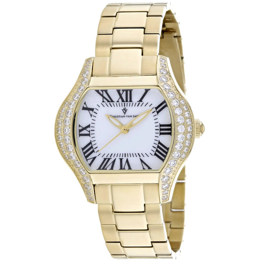 Christian Van Sant Bianca women's quartz watch, gold-tone with diamond bezel on Tampa Home & Garden Store