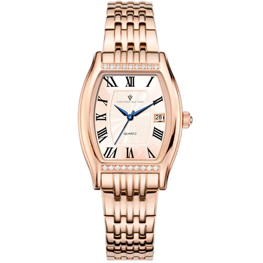 Christian Van Sant Gemma rose gold-tone watch, diamonds, Roman numerals, date window on Tampa Home & Garden Store