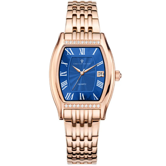 Christian Van Sant Gemma rose-gold watch with blue dial and crystal accents on Tampa Home & Garden Store