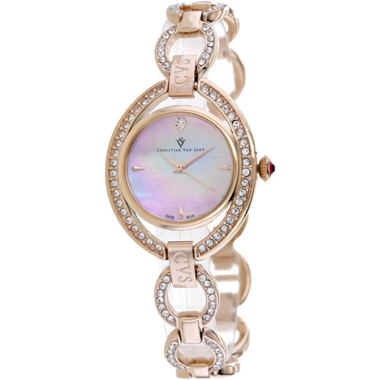 Christian Van Sant Stella watch with rose-gold finish and crystal bezel on Tampa Home & Garden Store