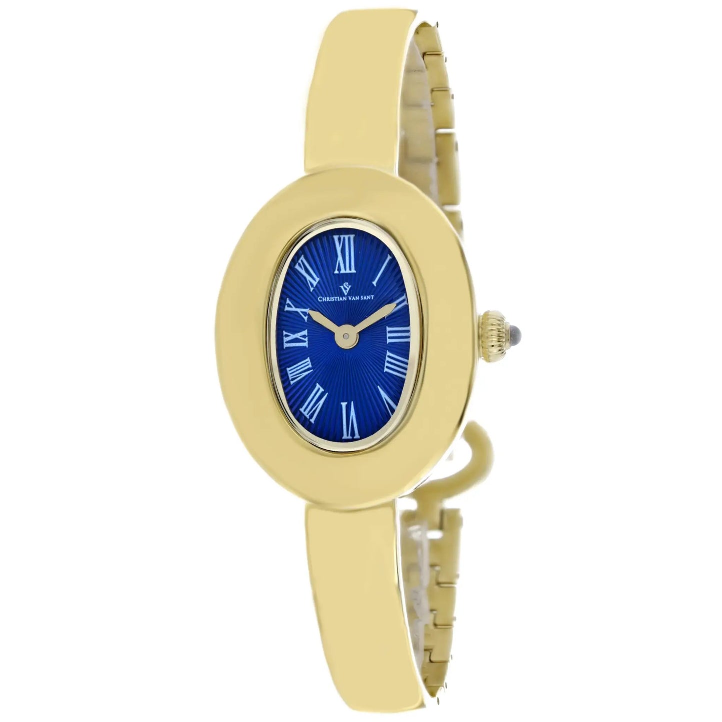 Christian Van Sant Anora women's gold-tone watch with blue Roman numeral dial on Tampa Home & Garden Store