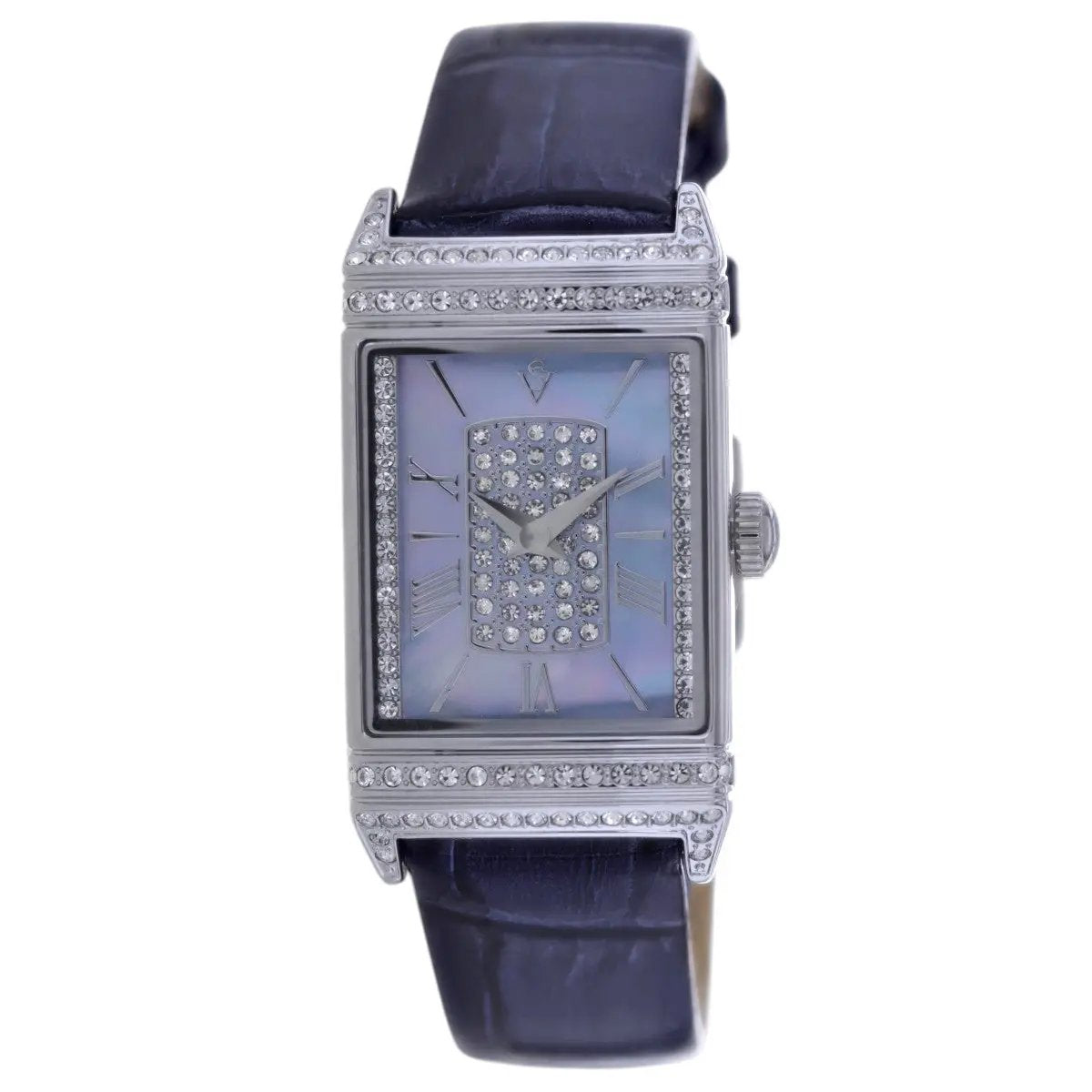 Christian Van Sant Amara watch with silver case, crystal bezel, lilac dial, leather strap on Tampa Home & Garden Store