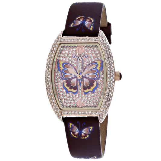 Papillon watch by Christian Van Sant with butterfly-printed leather strap and crystal bezel on Tampa Home & Garden Store