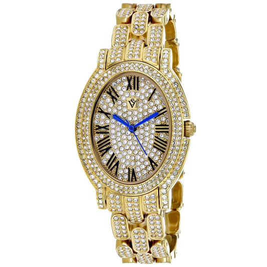 Christian Van Sant Amore women's gold-tone stainless watch with pavé crystal bracelet on Tampa Home & Garden Store