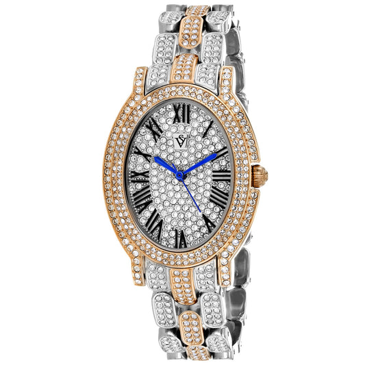 Christian Van Sant Amore watch, two-tone pave bracelet with blue hands on Tampa Home & Garden Store