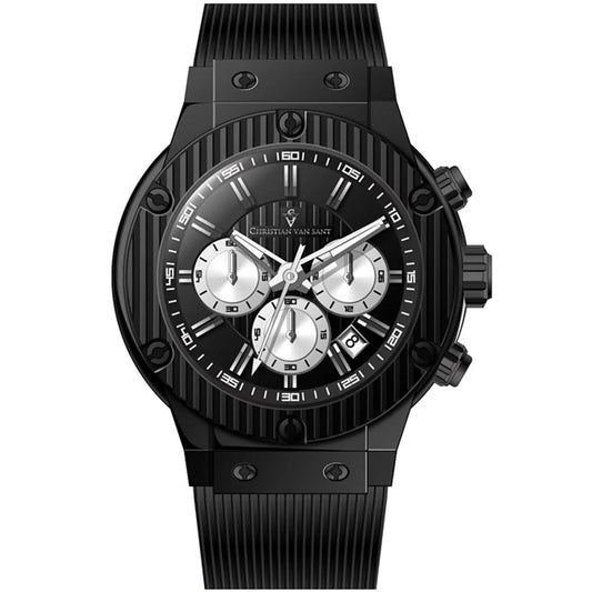 Christian Van Sant Monarchy men's watch with black case and ribbed strap on Tampa Home & Garden Store