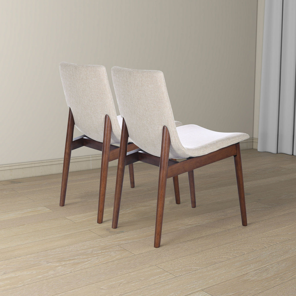 Beige dining chair set of 2 with solid wood legs and light fabric upholstery Ravel on Tampa Home & Garden Store
