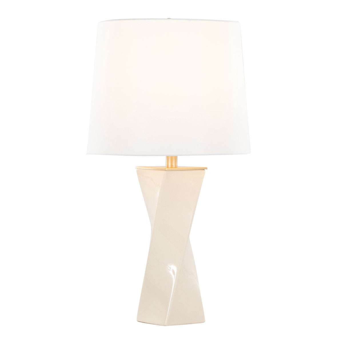 Curvo square table lamp with ivory shade and cream ceramic base by HouseOfZazla on Tampa Home & Garden Store