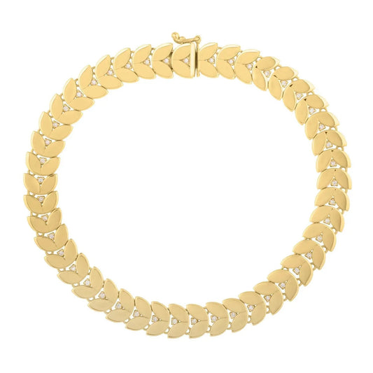 14k yellow gold laurel leaf bracelet with diamonds by Bids on Tampa Home & Garden Store