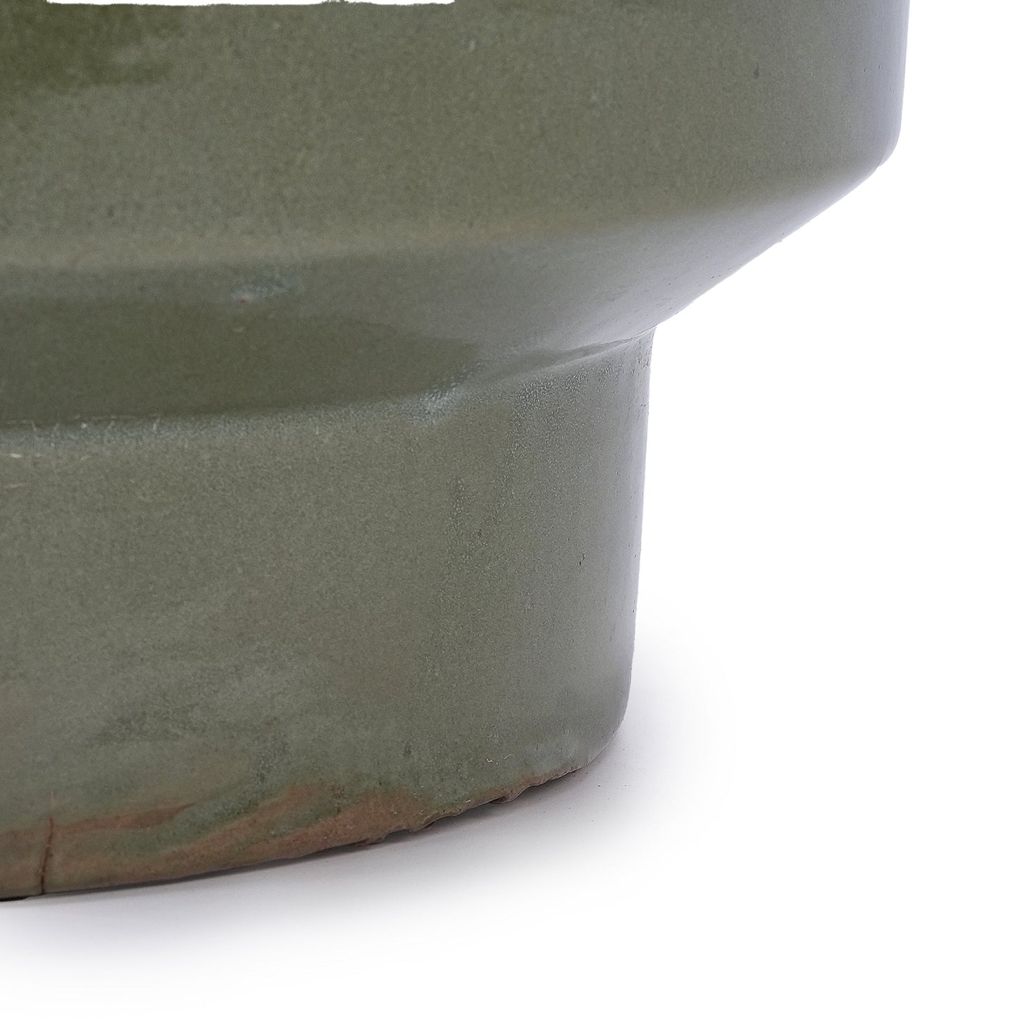 3-piece antique light green ceramic flowerpot set by HouseOfZazla planters close-up of a green planter on Tampa Home & Garden Store