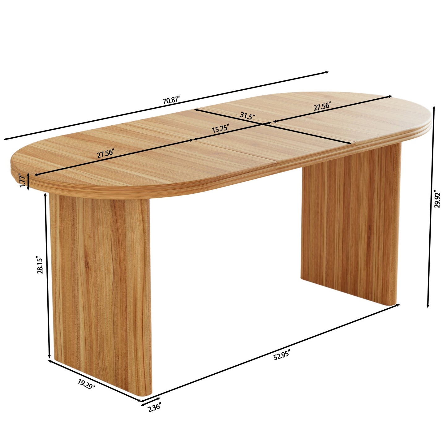 Modern extendable dining table with removable leaves in natural wood finish by HouseOfZazla on Tampa Home & Garden Store