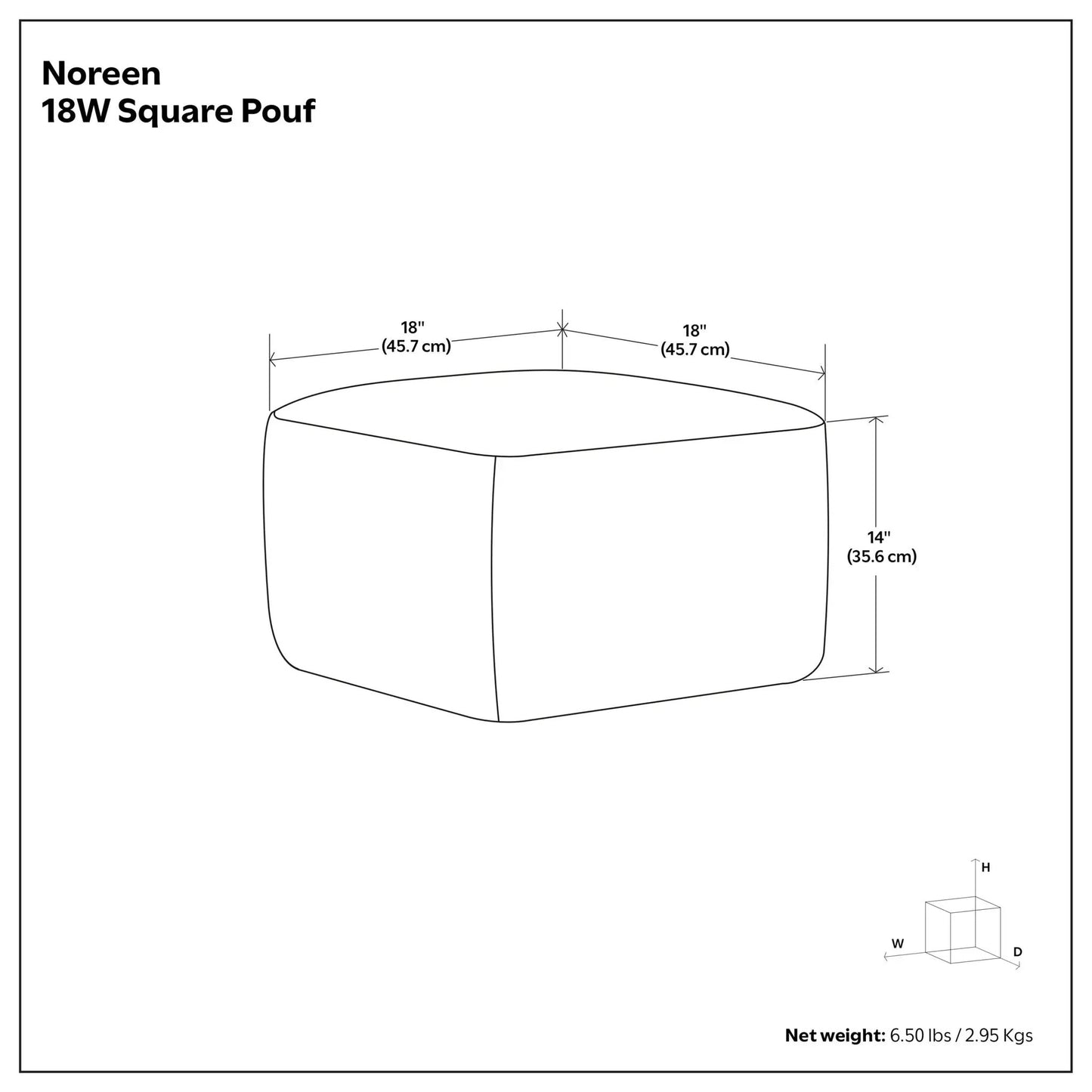 Noreen Upholstered Square Pouf Hand Woven Dark
