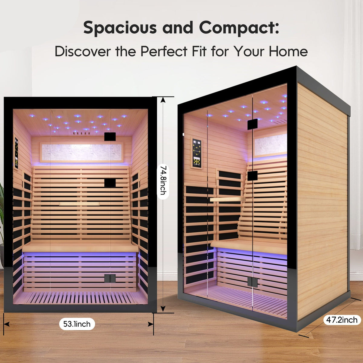 Luxury double infrared sauna by HouseOfZazla with black frame and epoxy heating plates on Tampa Home & Garden Store