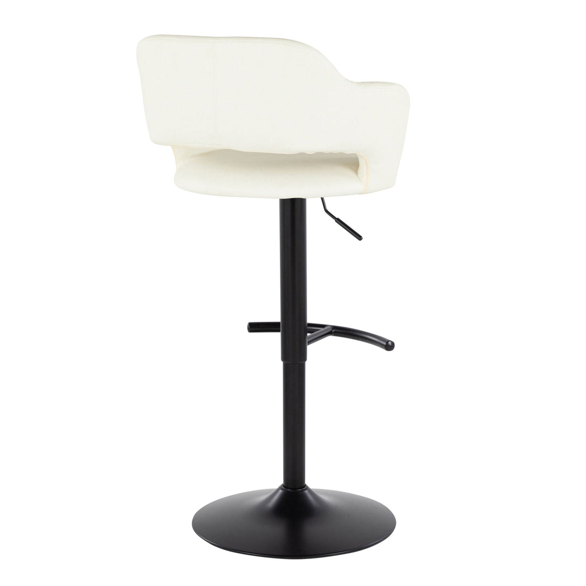 Margarite contemporary adjustable swivel barstool, white upholstery with black pedestal base on Tampa Home & Garden Store