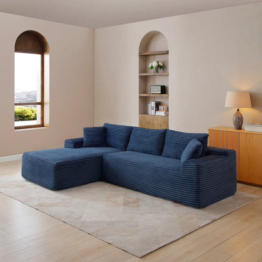 105'' Modular Sectional Sofa with Deep Seat and Chaise in blue corded fabric on Tampa Home & Garden Store