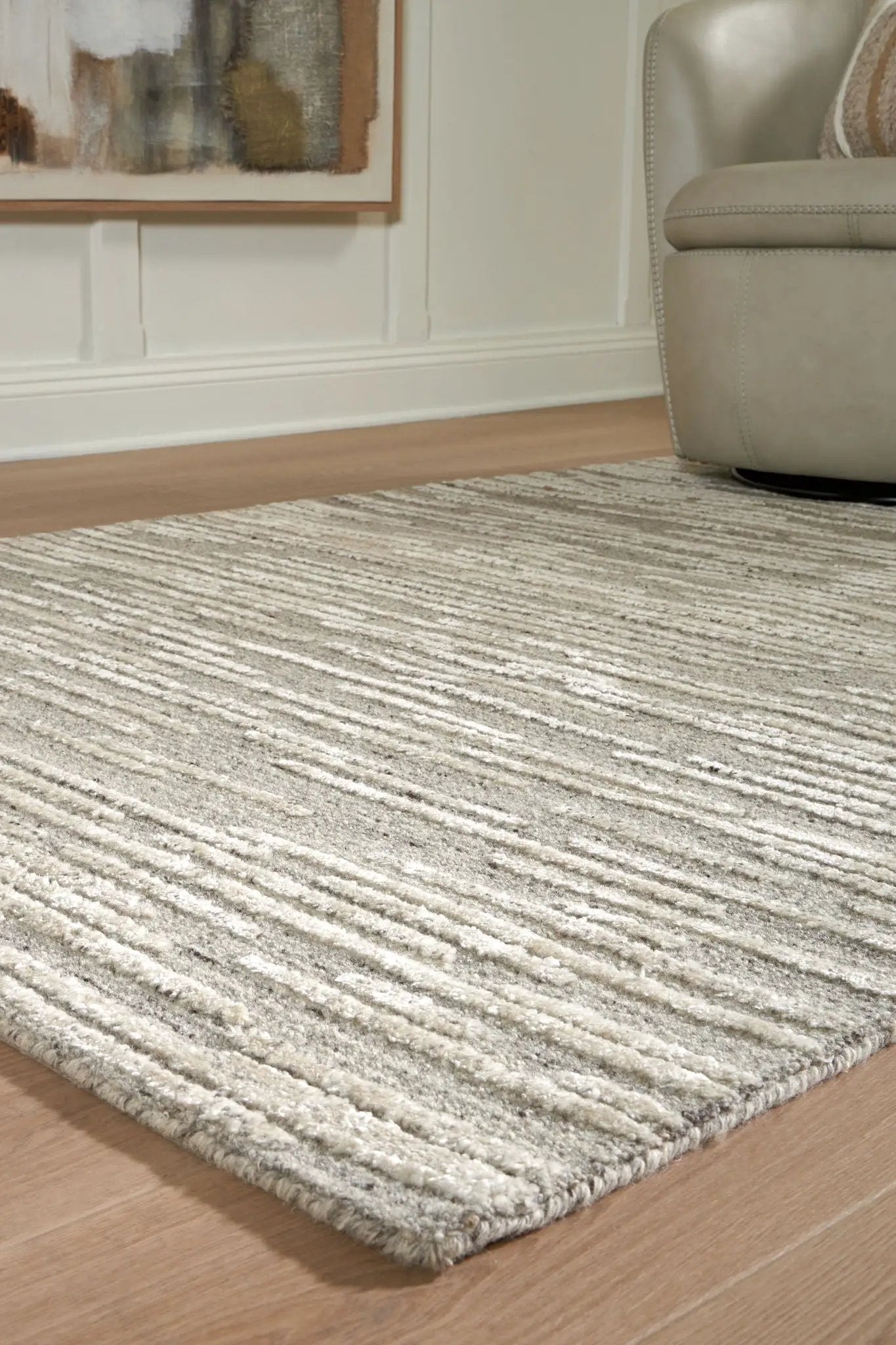 Eljory Gray Abstract Stripe Rug for Living Rooms